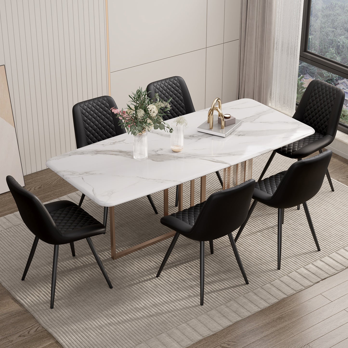 Modern PU Leather Dining Chairs Set of 2 – Waterproof, Scratch-Resistant, Metal Legs, Easy Assembly – for Kitchen, Dining Room, Office