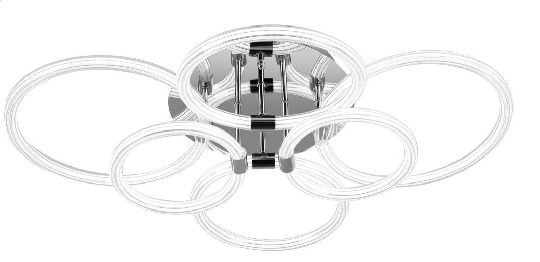 Modern LED Ceiling Light, Flush Mount Ceiling Light With Dimmable Remote Control, 6Rings Acrylic Ceiling Light Fixture For Bedroom, Living Room, Kitchen, Office Lamps 6 Heads