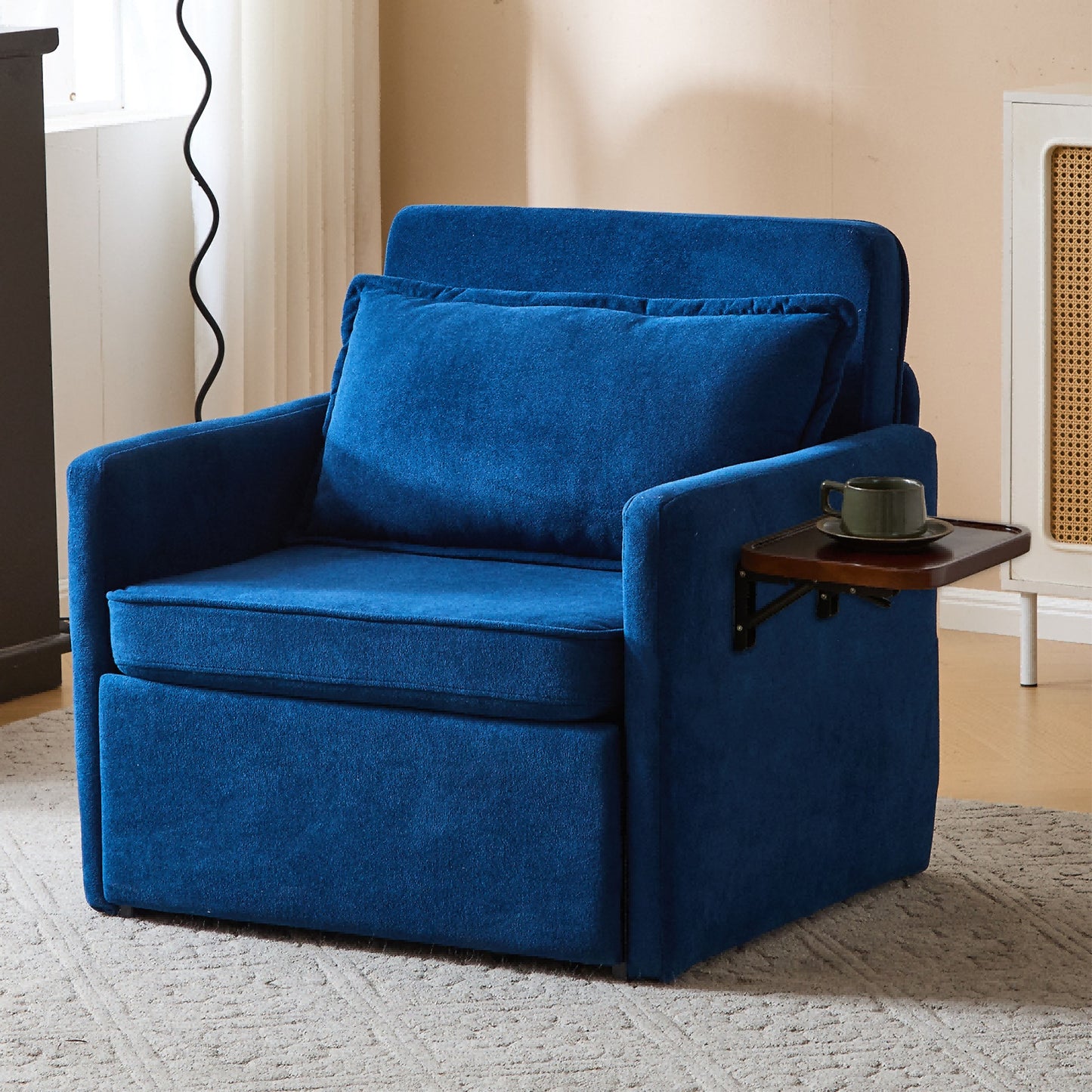 Adult Sleeper Chair Bed, 3-in-1 Convertible Sofa Chair Bed Pull-out Sofa Bed, Convenient Folding Tray Table With USB And Type-C Charging Ports For Living Room