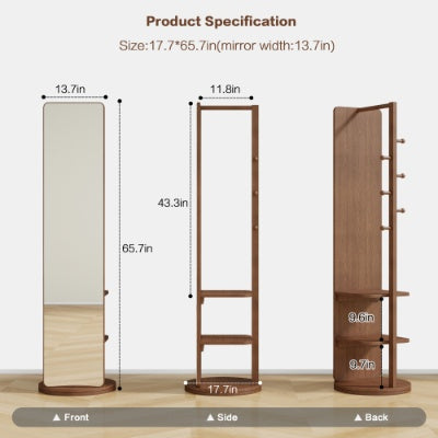 Full  Ength Mirror, Rubber Wood   Mirror  65.7x17.7 Inches  Mirror Width  13.7 Inches  Large Full Length Mirror  Easy To Dress  Organize And Place In The Bedroom Living Room Office Cloakroom