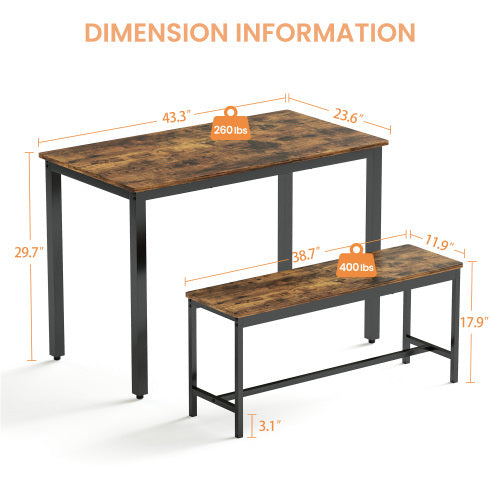 Dining Table Set, Bar With 2 Dining Table Benches