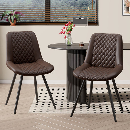 Modern PU Leather Dining Chairs Set of 2 – Waterproof, Scratch-Resistant, Metal Legs, Easy Assembly – for Kitchen, Dining Room, Office