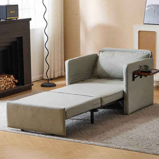 Adult Sleeper Chair Bed, 3-in-1 Convertible Sofa Chair Bed Pull-out Sofa Bed, Convenient Folding Tray Table With USB And Type-C Charging Ports For Living Room