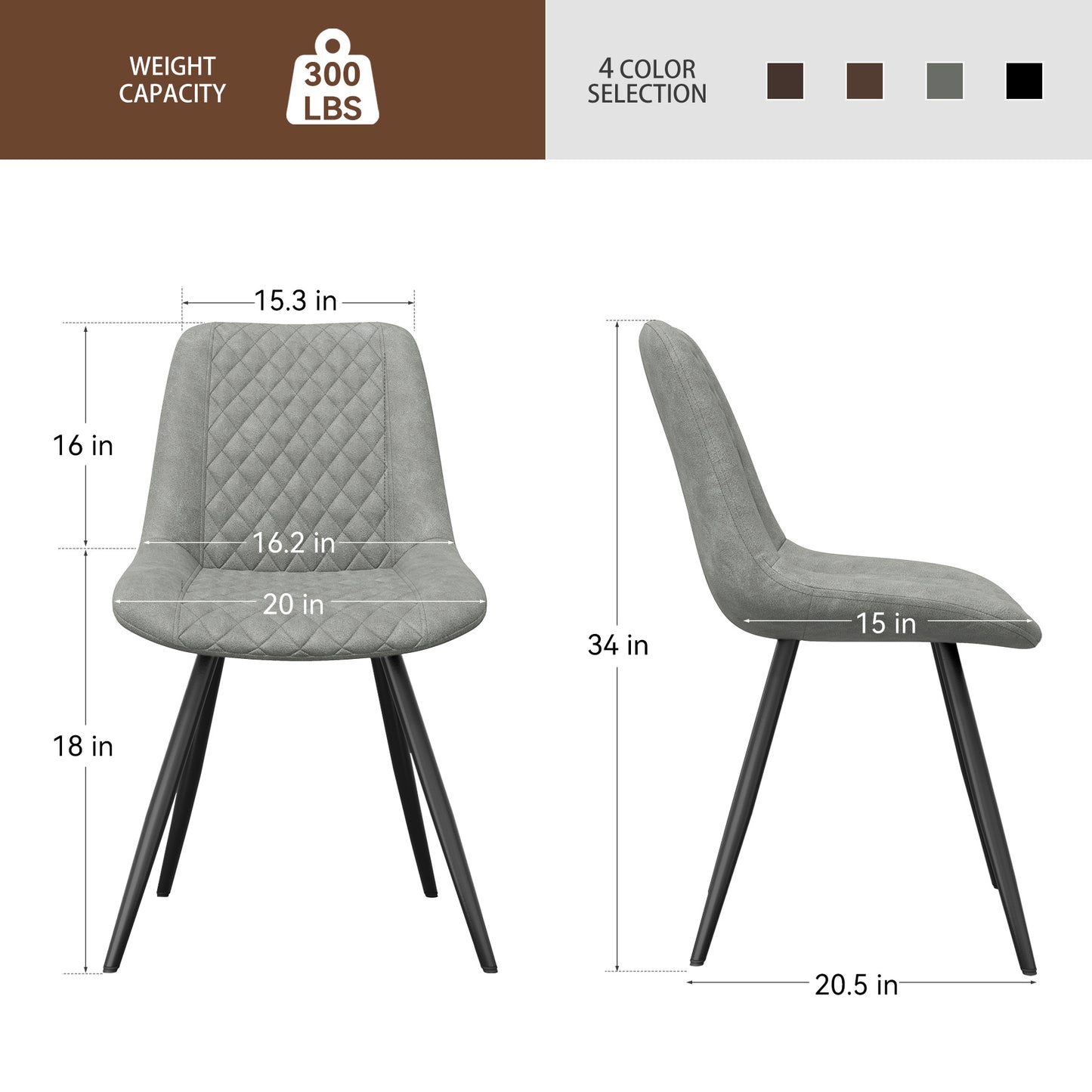 Modern PU Leather Dining Chairs Set of 2 – Waterproof, Scratch-Resistant, Metal Legs, Easy Assembly – for Kitchen, Dining Room, Office