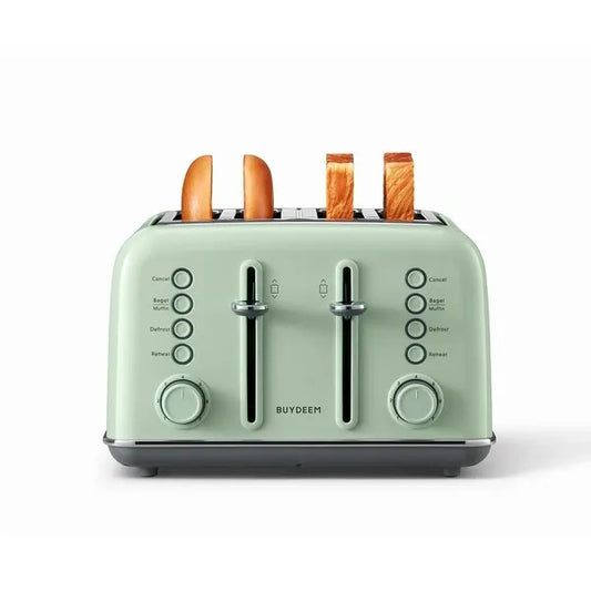 Retro 4-Slice Metal Toaster, Extra Wide Slots, Retro Stainless Steel With High Lift Lever, Bagel And Muffin Function, Removal Crumb Tray, 7-Shade Settings